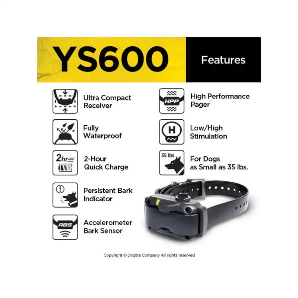 Collier Anti-Aboiement Dogtra YS600 Rechargeable & Étanche