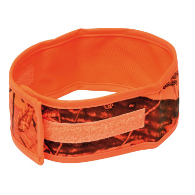 Brassard orange camo 100% polyester idéal pour la chasse du petit gibier (lapin, lièvre, bécasse)