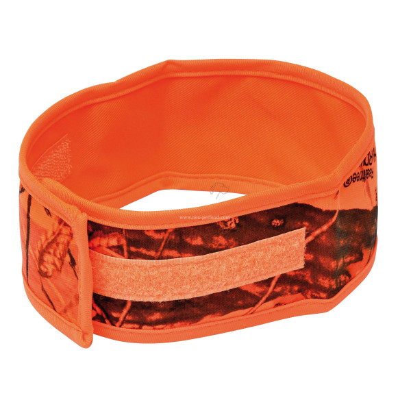 Brassard orange camo 100% polyester idéal pour la chasse du petit gibier (lapin, lièvre, bécasse)