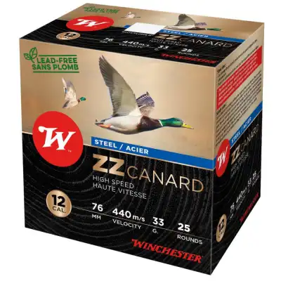 Cartouche WINCHESTER ZZ Canard 12/76 Calibre 12 plomb de 3 et de 4
