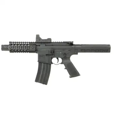 Carabine CO2 Full auto , culasse blowback avec une cadence de tir impressionnante jusqu'à 1400 coups / minute .