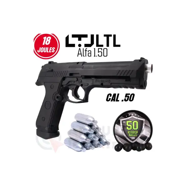 PACK LASER LTL Alfa 1 .50 (18 joules) + LASER + 100 billes ZULU LEGERE + 10 recharges CO2