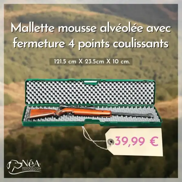 Mallette mousse alvéolée avec fermeture 4 pts coulissants pour fusil et/ou carabine NEGRINI