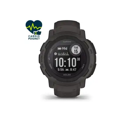 Garmin Instinct 2 Solar noire compatible centrales Alpha – montre robuste et connectée