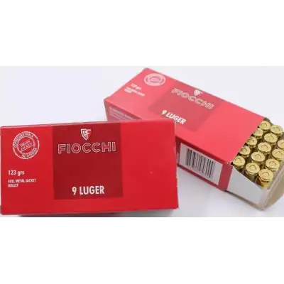 Boîte 50 munitions Fiocchi 9mm Para FMJ 123 gr fiable