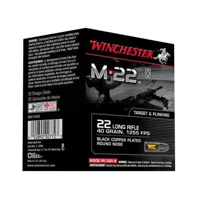22LR WINCHESTER M22 BLACK COOPER PLATED ROUND NOSE BOÎTE DE 400