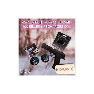 Laser LTL Alfa 1.50 avec 100 billes et 10 recharges CO2 – Défense efficace et réaliste Laser LTL Alfa 1.50 avec 100 billes et 10 recharges CO2 – Défense efficace et réaliste