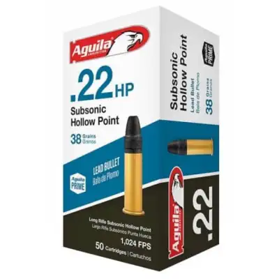 500 CARTOUCHES 22 LR AGUILA SUBSONIC HOLLOW POINT BOITE DE 50 MUN