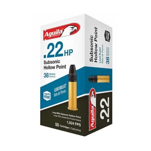 500 CARTOUCHES 22 LR AGUILA SUBSONIC HOLLOW POINT BOITE DE 50 MUN