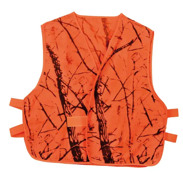 GILET FLUO CAMO 100% POLYESTER idéal pour la chasse du grand gibier