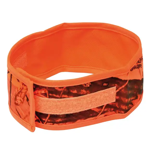 Brassard orange camo 100% polyester idéal pour la chasse du petit gibier (lapin, lièvre, bécasse)