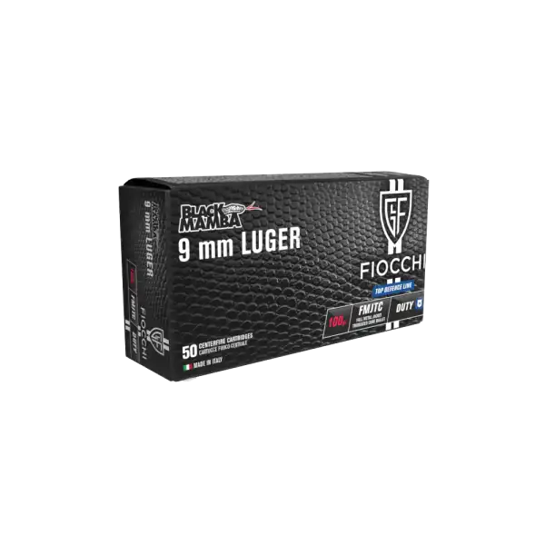 50 munitions Fiocchi 9mm Para FMJTC 100 gr Black Mamba fiables et précises