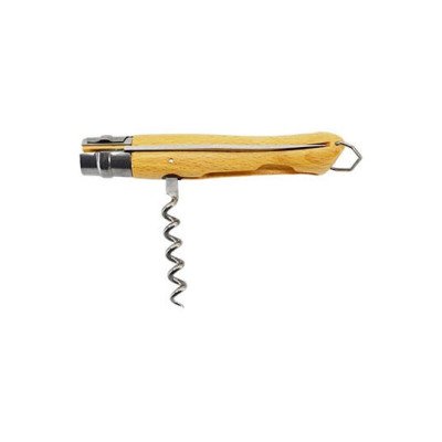 Couteau tire-bouchon décapsuleur N°10 lame 100mm manche hêtre polyvalent