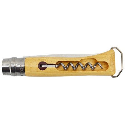 Couteau tire-bouchon décapsuleur N°10 lame 100mm manche hêtre polyvalent