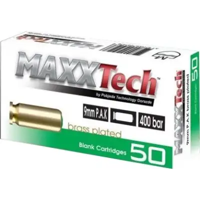 BALLE MAXXTECH 9MM PA A BLANC X50- 400BARS LIVRAISON OFFERTE