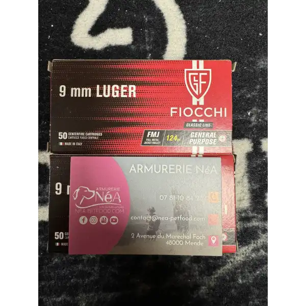 Boîte 50 munitions Fiocchi 9mm Para FMJ 123 gr fiable