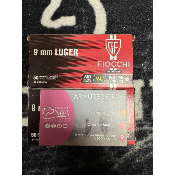500 munitions Fiocchi 9mm 124 gr FMJ précision et fiabilité