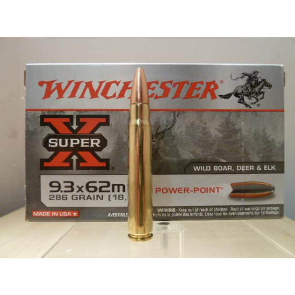 2x Munitions Winchester 9.3x62 Power Point 286 grains, pack Super X