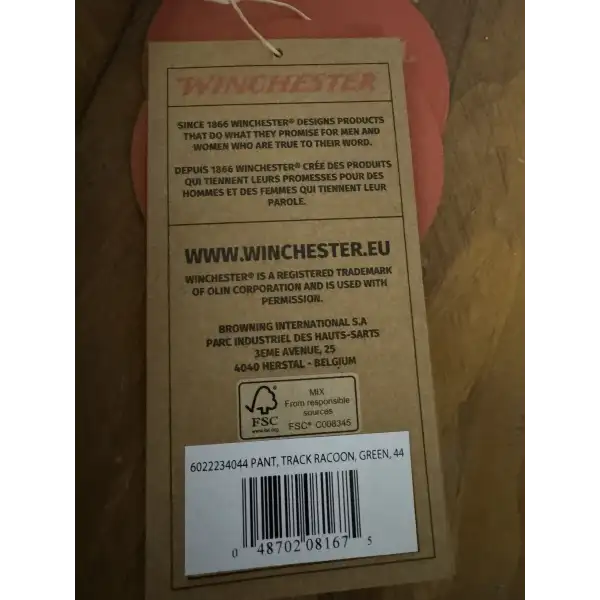 Pantalon Track Racoon Winchester pour le traqueur et le bécassier LIV GRATIS