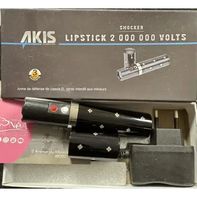 Taser LIPSTICK Noir AKIS 2 000 000 Volts avec lampe