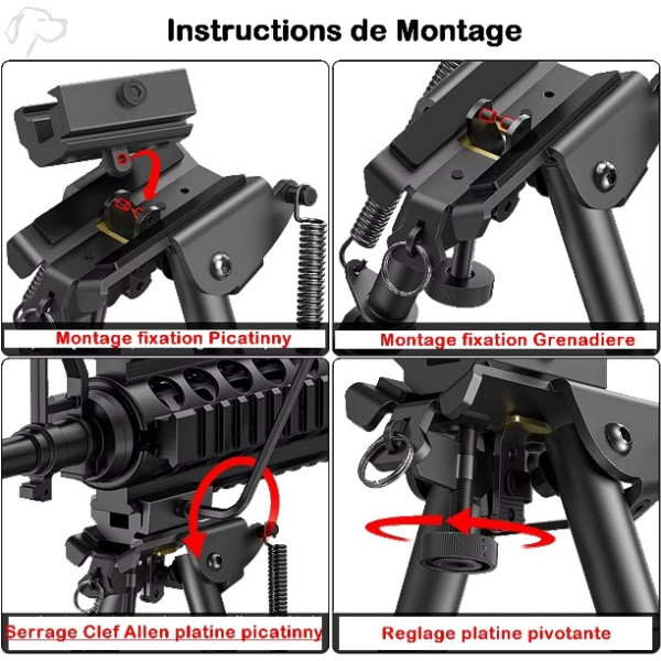 Bipied type Harris 15-21 cm