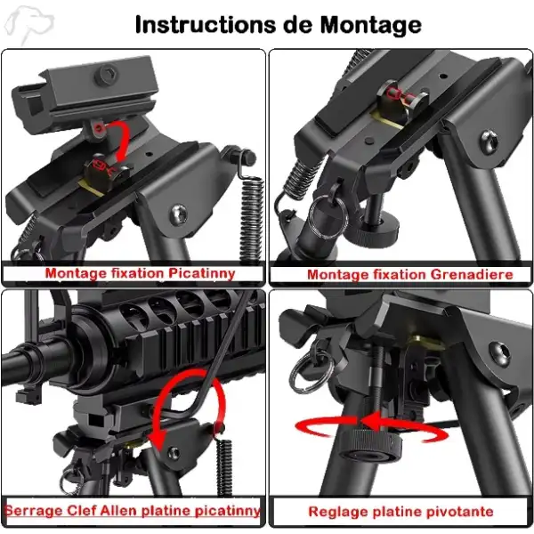 Bipied type Harris 15-21 cm