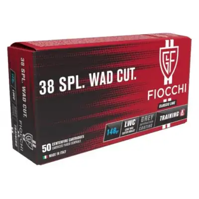 Cartouche FIOCCHI Calibre 38 Spécial Lead Wad Cutter 148 GR 38 SP 38 LWC