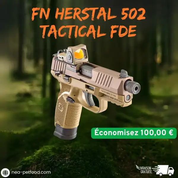 FN HERSTAL 502 Tactical FDE – Pistolet Optics Ready .22LR | Livraison Gratuite