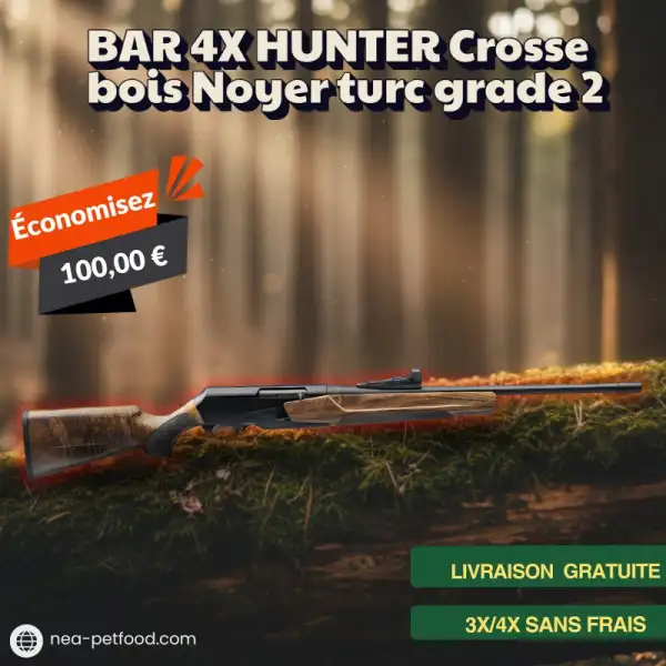 BAR 4X HUNTER Crosse bois Noyer turc grade 2 LIVRAISON OFFERTE