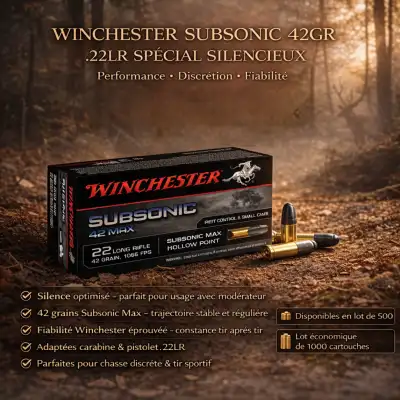 WINCHESTER SUBSONIC 42GR 22LR SPECIAL SILENCIEUX
