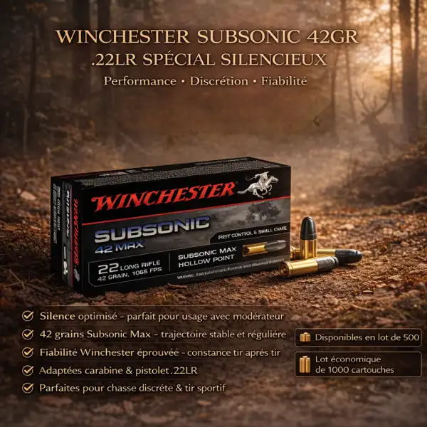 WINCHESTER SUBSONIC 42GR 22LR SPECIAL SILENCIEUX