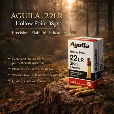 22LR AGUILA HAUTE VITESSE HOLLOW POINT 38GR LIV OFFERTE