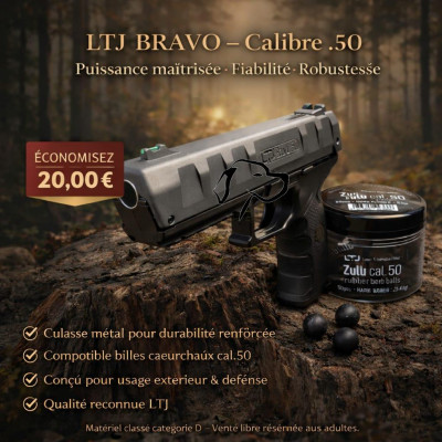 PISTOLET LTL BRAVO CO2 CAL50 le seul avec une culasse en métal 18J