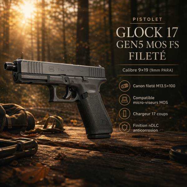Pistolet GLOCK 17 Gen5 MOS FS Fileté cal.9x19 Catégorie B