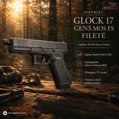Pistolet GLOCK 17 Gen5 MOS FS Fileté cal.9x19 Catégorie B