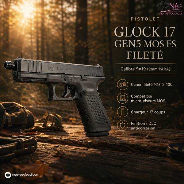 Pistolet GLOCK 17 Gen5 MOS FS Fileté cal.9x19 Catégorie B
