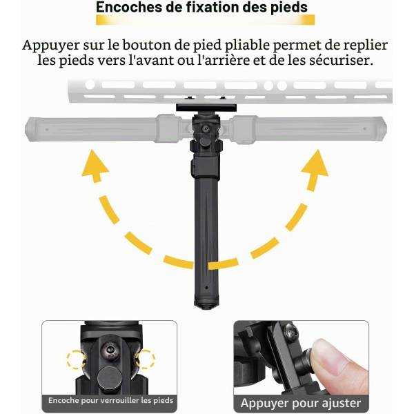Bipied rail inclinable à dégagement rapide 7,5-9 pouces CVLIFE