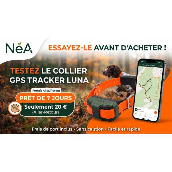 Offre de prêt 7 jours du collier GPS pour chien Tracker Luna avec application de repérage cartographique - NéA
