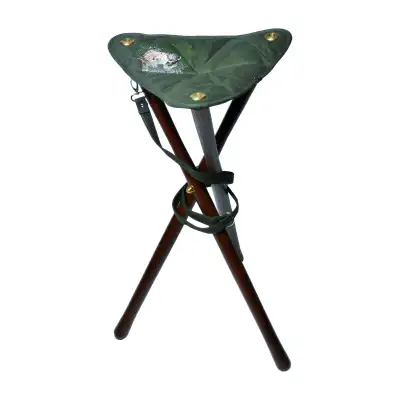 Trépied de chasse en bois à toile brodée, hauteur 60 cm