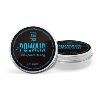 Plombs plats Powair calibre 4,5 mm, lot de 5 boîtes de 500 (2 500 plombs)