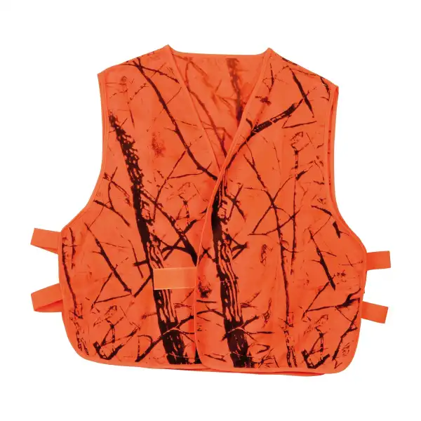 Gilet fluo camo orange en 100 % polyester pour la chasse en battue