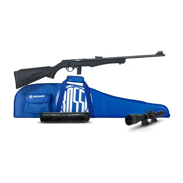 Pack carabine Rossi 8122 .22 LR avec lunette 4x32, modérateur, cibles, munitions et fourreau