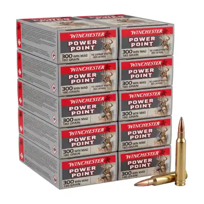Carton de 10 boîtes de balles Winchester Power-Point .300 Win Mag 180 gr (200 cartouches)