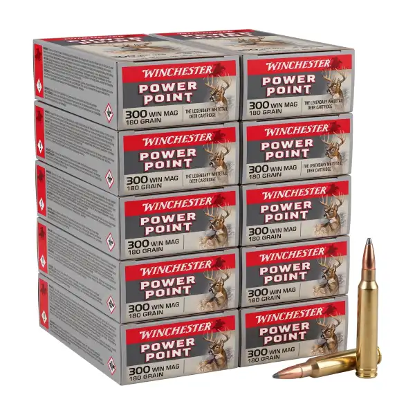 Carton de 10 boîtes de balles Winchester Power-Point .300 Win Mag 180 gr (200 cartouches)