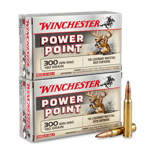 Lot de 2 boîtes Winchester .300 Win Mag Power-Point 180 gr