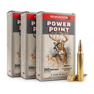 Pack de 3 boîtes de munitions Winchester .300 Win Mag Power-Point 180 gr (60 cartouches)