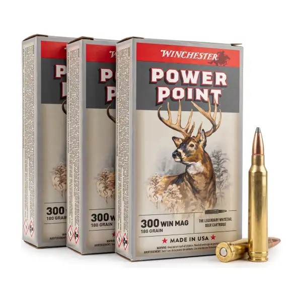 Pack de 3 boîtes de munitions Winchester .300 Win Mag Power-Point 180 gr (60 cartouches)