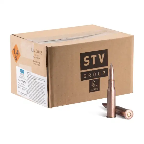 Munitions STV Scorpio 7.62x54R FMJ Berdan, boîte de 300, catégorie C