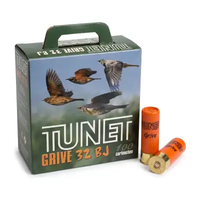 Cartouches Tunet Grive calibre 12/70, charge 32 g, pack de 100 (plomb n° 7,5 ou 9)