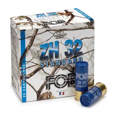 Cartouches FOB ZH 32 STD acier n°6, calibre 12/70, boîte de 25